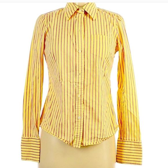 American Eagle Outfitters Tops - American Eagle Long Sleeve Lemonade Striped Oxford